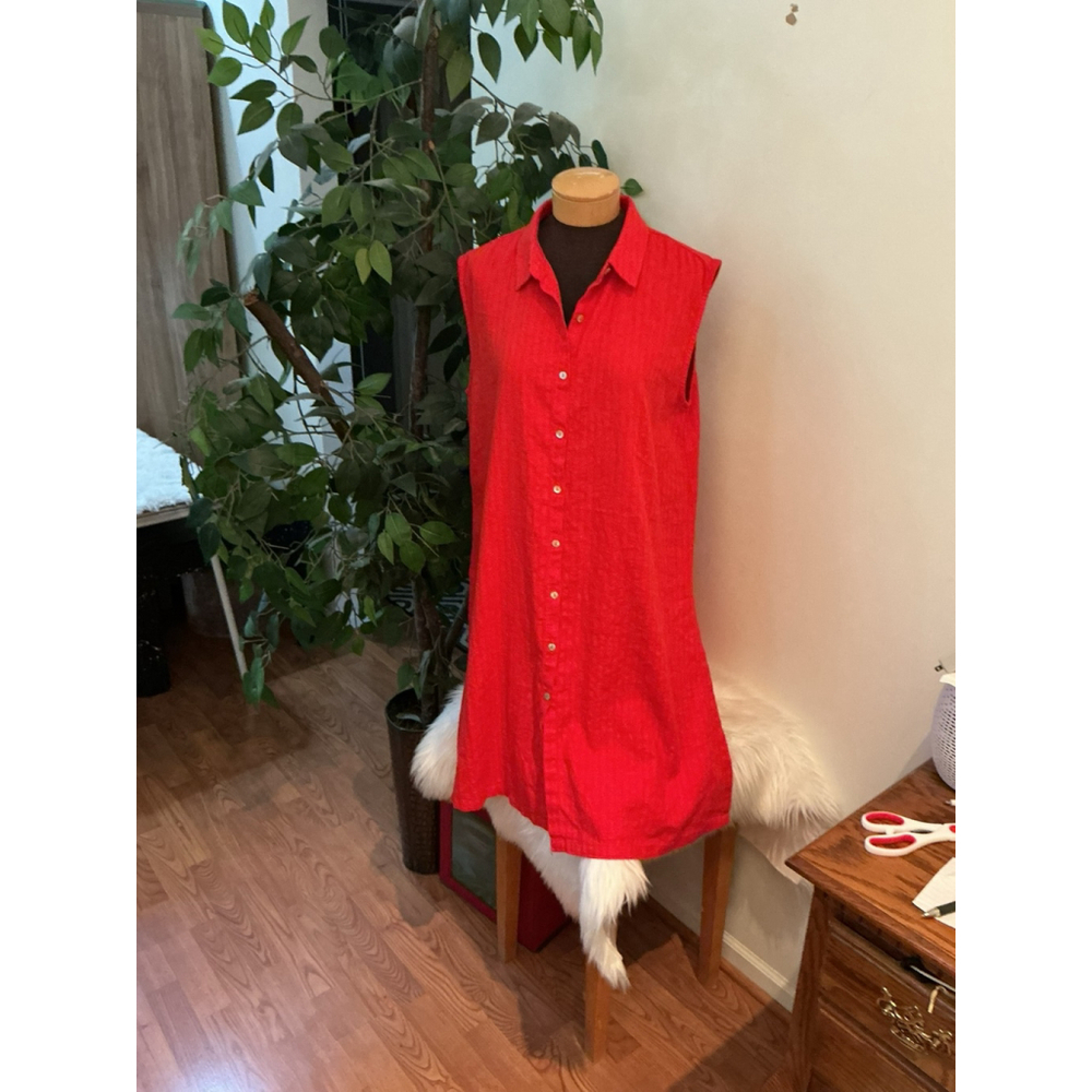 Marc New York linen Red Sleeveless Shirt Dress Womans Size Large NWT - Picture 2 of 12